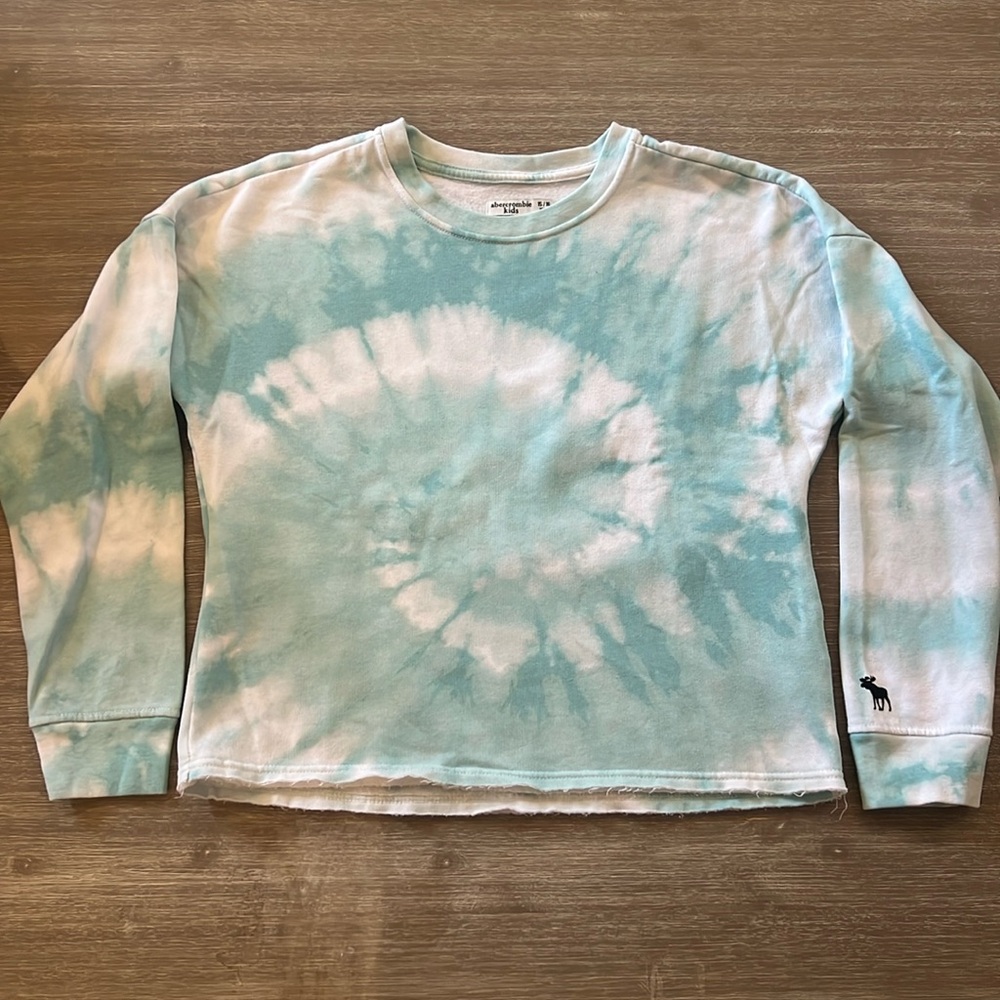 ABERCROMBIE KIDS Tie Dye Teal/White Sweatshirt Crewneck Top - Sz 15/16